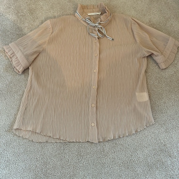 Ellison Button Up Beige Top - Picture 1 of 4
